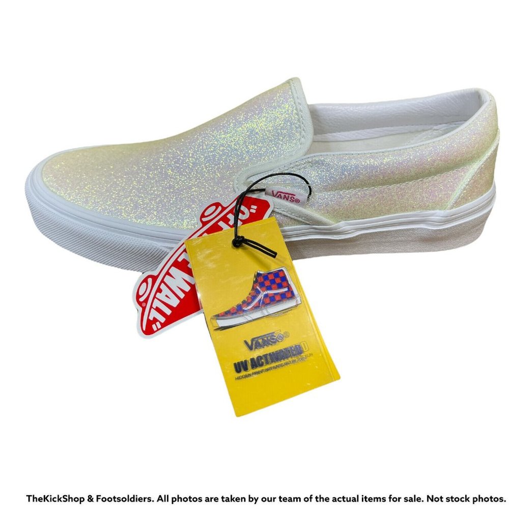 VANS Classic Slip-On UV Glitter (White) Women Sneakers